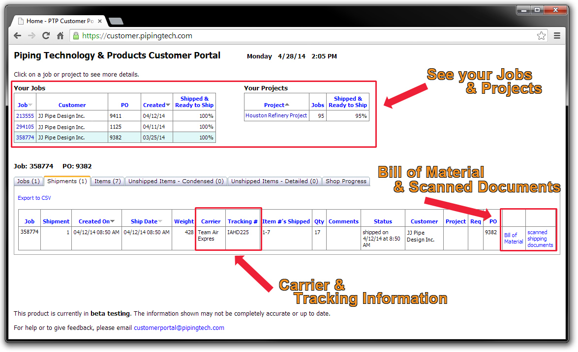 Preview Of The Customer Portal Interface