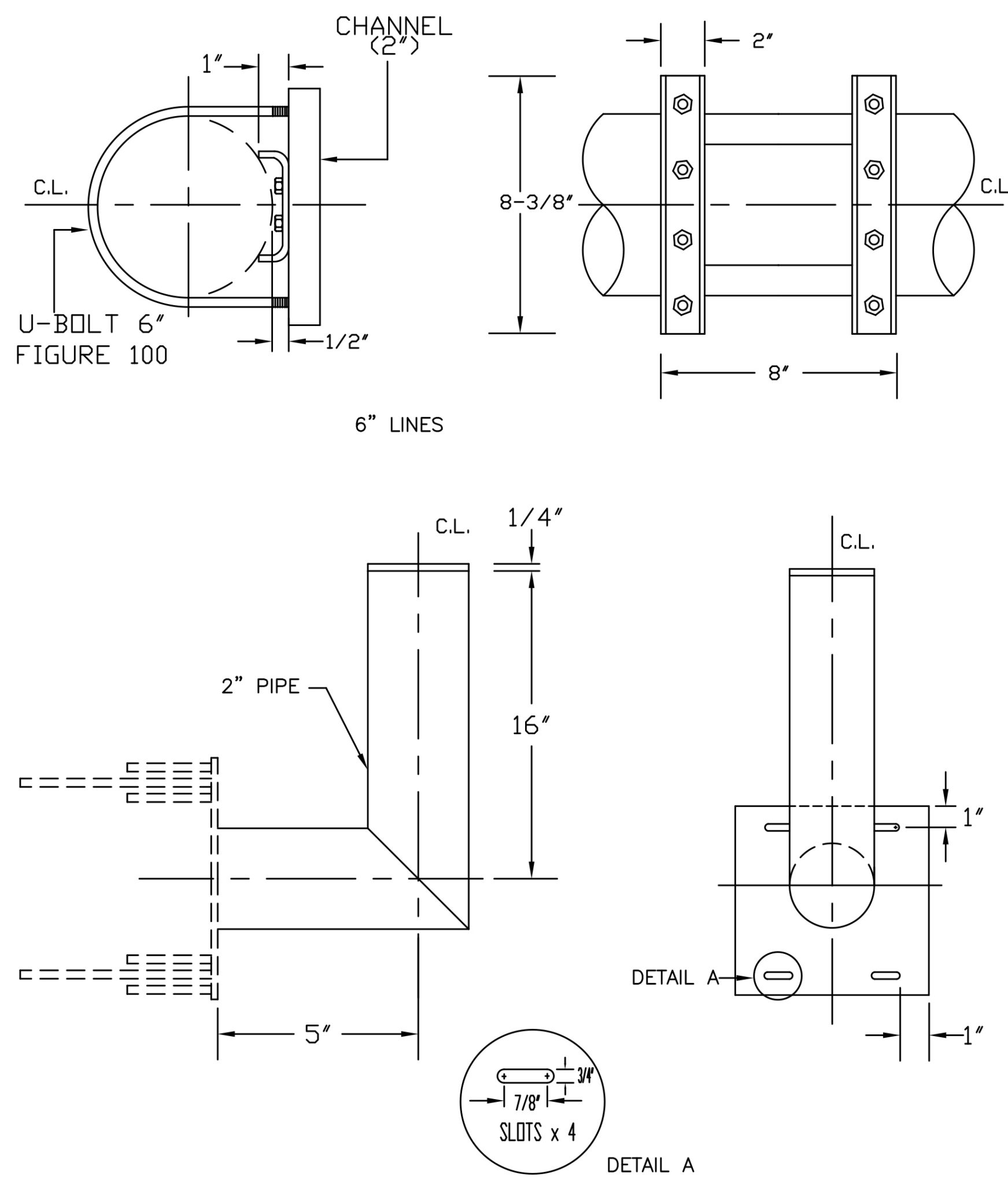 IS-590 U-BOLT MOUNT FOR 6″ DIA. LINE