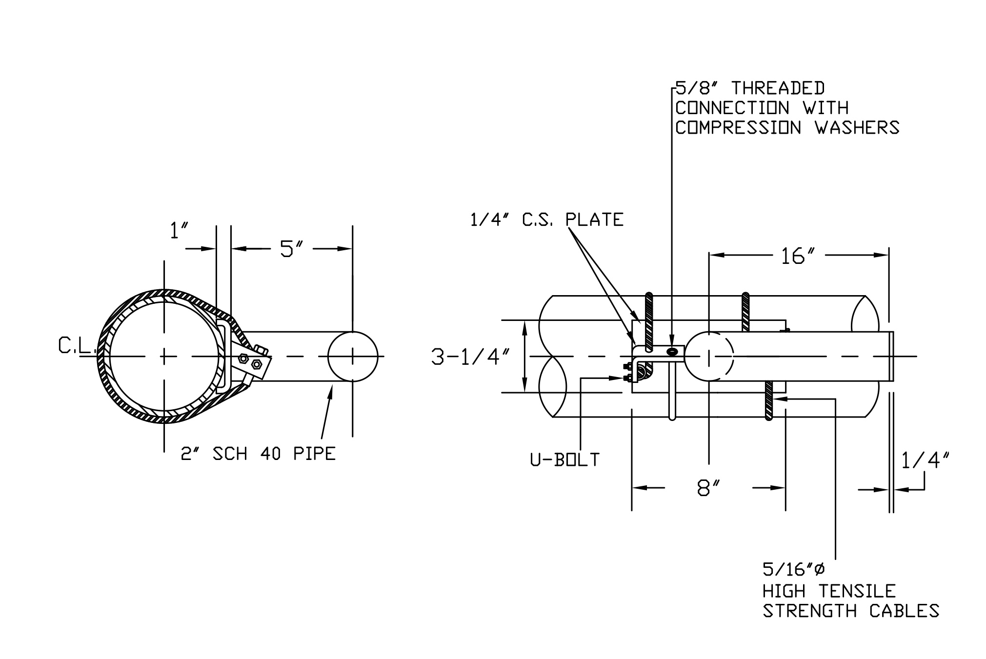 IS-620 CABLE MOUNT FOR 3″ – 14″ DIA. VERTICAL LINE