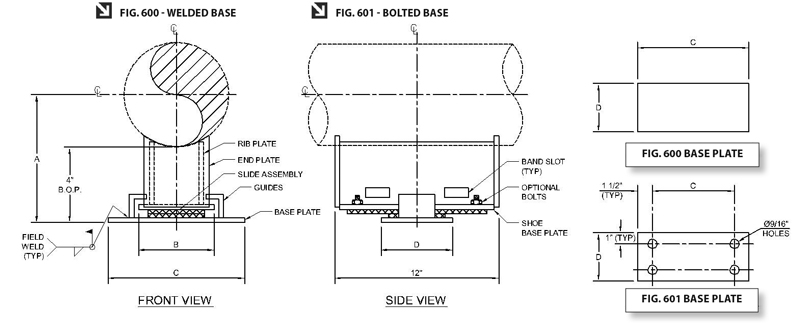 Fig. 600-Support: Double T-Bar Cradle Support With Guide & Slide Plates