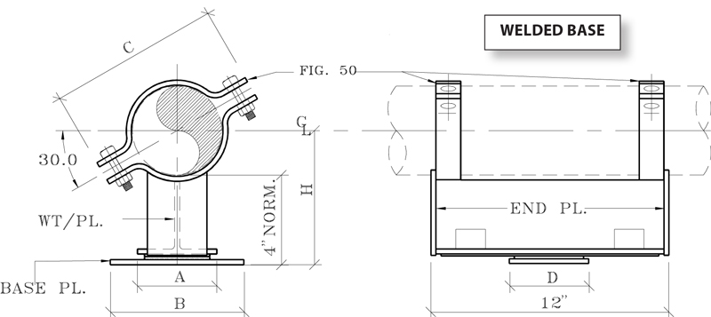 Fig. 900: Bolt Cradle Support With Bonded/Bolted Slide Plate (Welded Base)