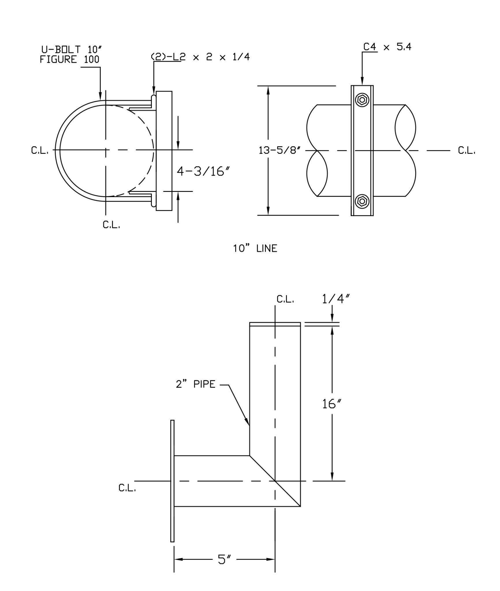 IS-590 U-BOLT MOUNT FOR 10″ DIA. LINE