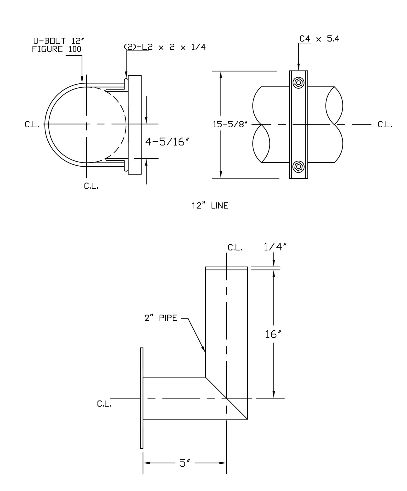 IS-590 U-BOLT MOUNT FOR 12″ DIA. LINE