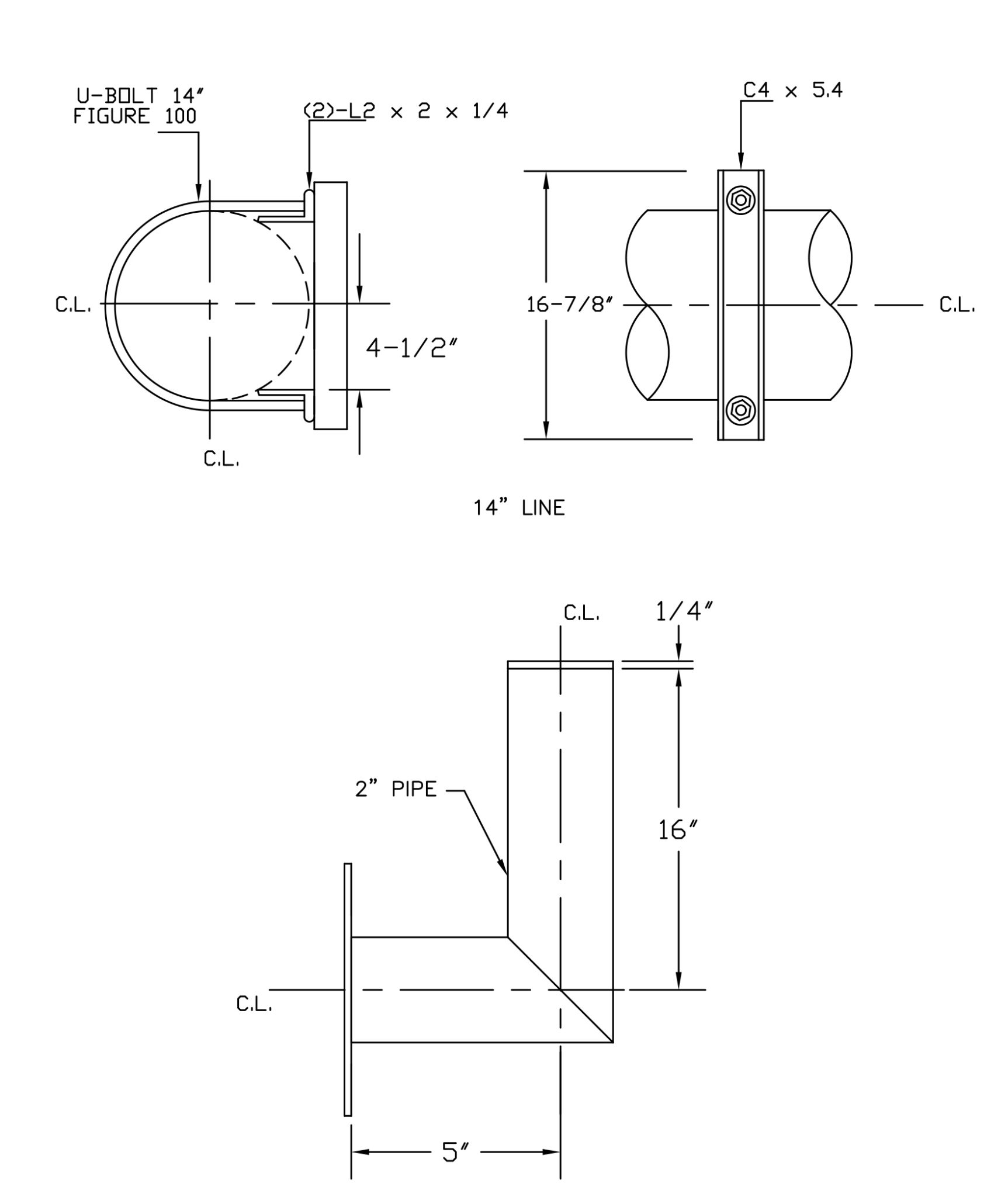 IS-590 U-BOLT MOUNT FOR 14″ DIA. LINE