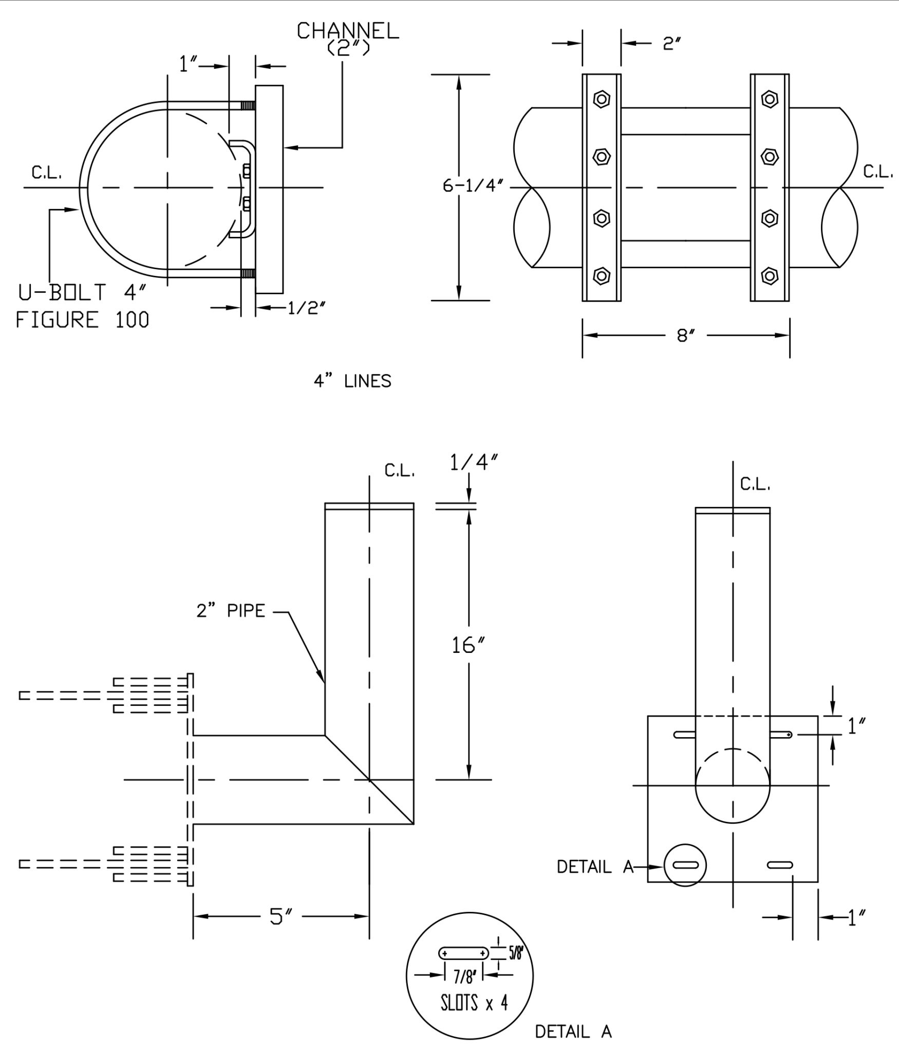 IS-590 U-BOLT MOUNT FOR 4″ DIA. LINE