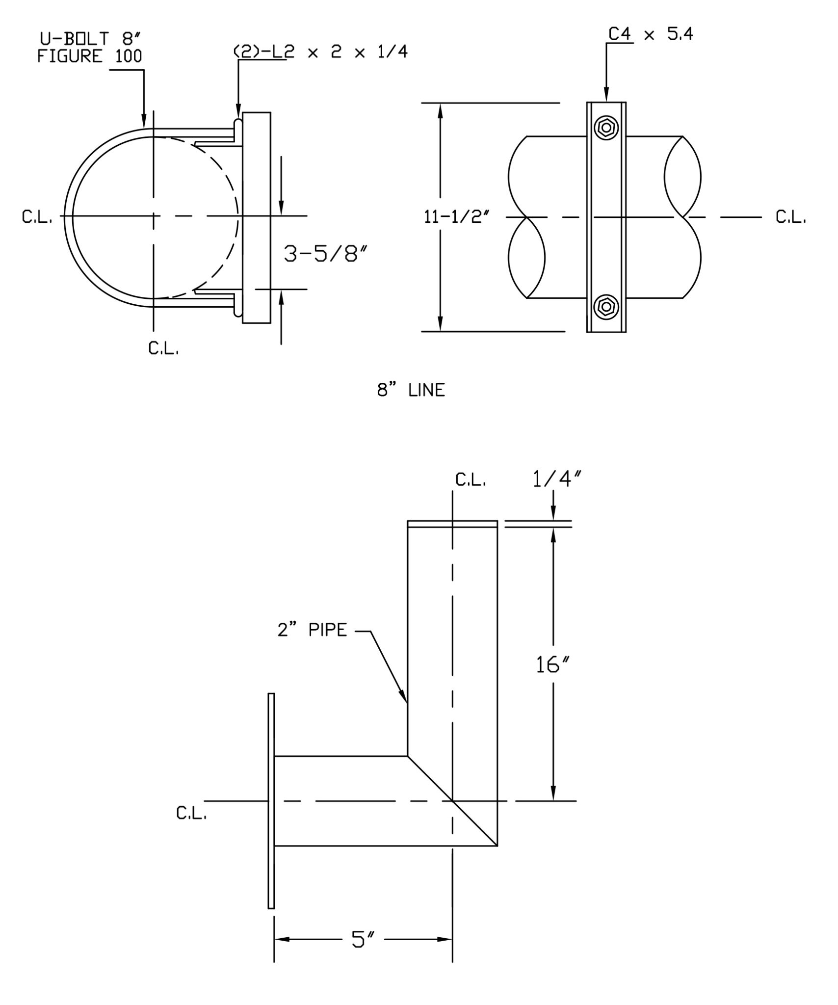 IS-590 U-BOLT MOUNT FOR 8″ DIA. LINE