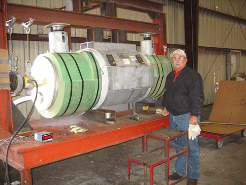 Hank Lippold, Quality Control Manager performing a cold shoe test.