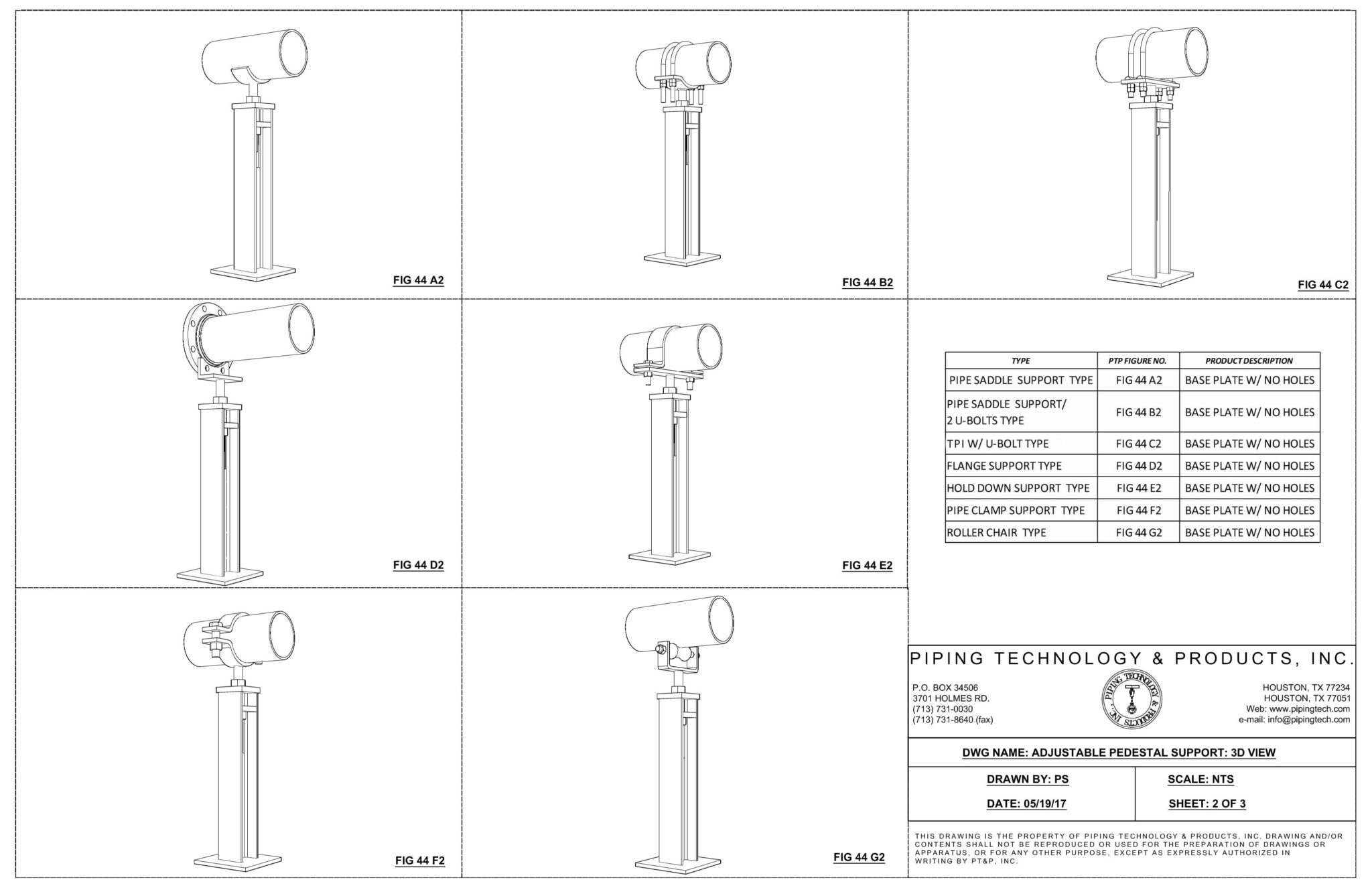 Ptp Adjustable Pipe Supports Ps 3